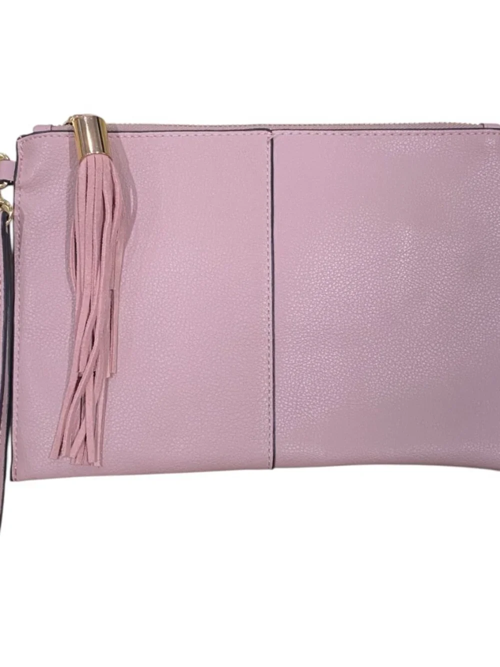 INC International Concepts Mauve Pink Tassel Wristlet Clutch Bag Minimalist